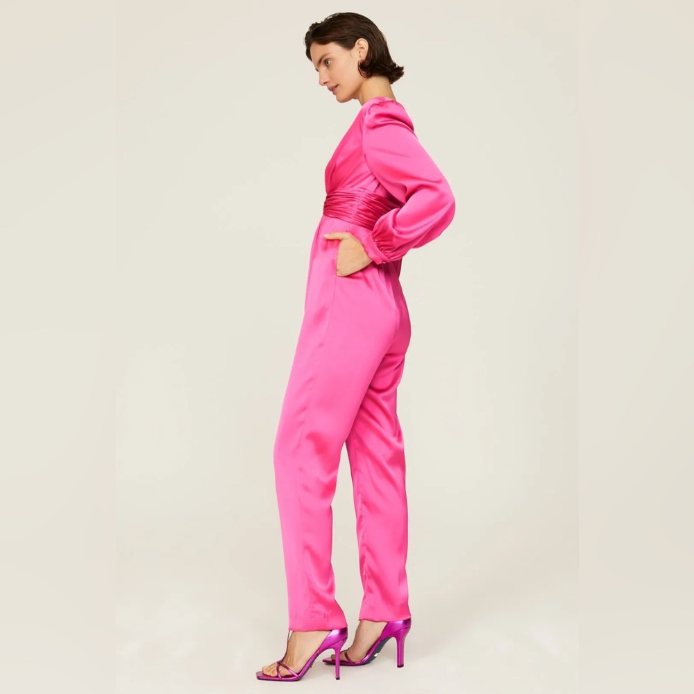 Ieena Mac Duggal satin twist pink jumpsuit - Picture 3 of 16